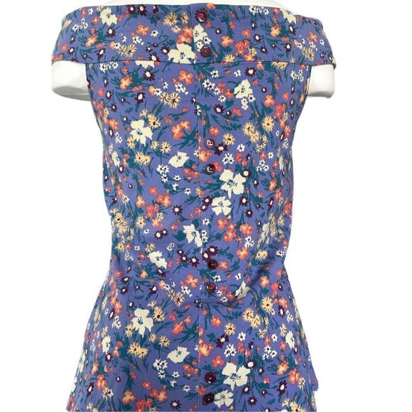 ModCloth Women’s Off-Shoulder Floral Print Top Purple Size Large - Picture 6 of 10